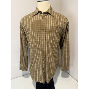 The North Face Shirt Mens Large Green Checkered Long Sleeve Collared Button-Up